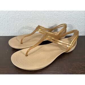 Crocs Isabella Sandals Womens 9 Bronze Jelly T Strap Slip On Thong Comfort Flats